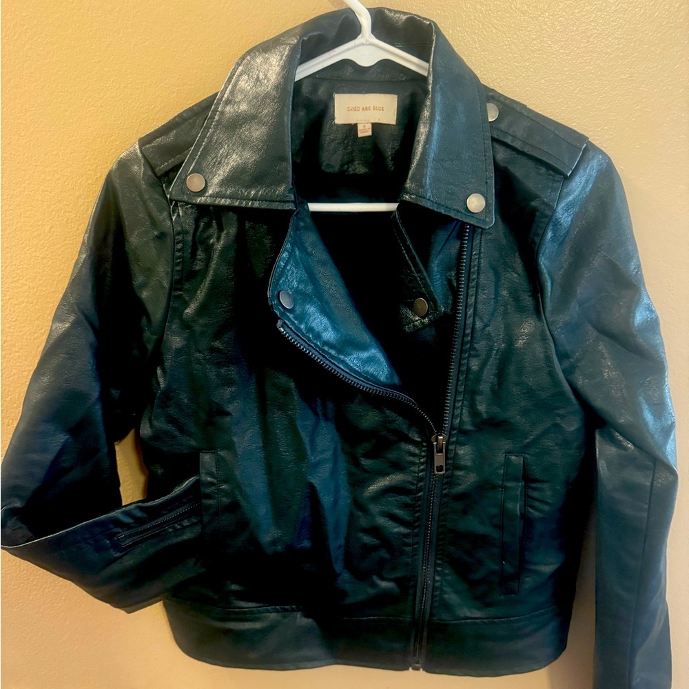 Blue faux leather jacket